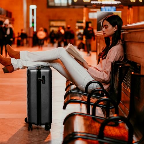 NINETYGO Carry On Luggage 22x14x9 Airline Approved, 20 Inch Luggage with Smooth Spinner Wheels, Lightweight, Hard Shell PC Suitcase Carry-On, Travel Luggage, TSA Approved (Grey, Rhine Basic)3