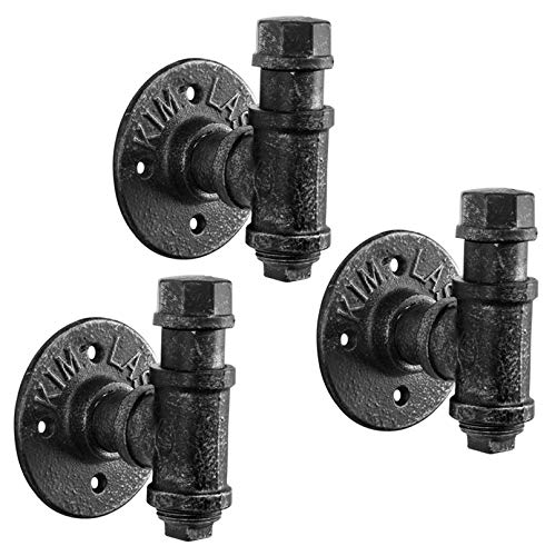 Vinbcorw Garderobenleiste Vintage Garderobe Industrial Kleiderhaken Urban Industrial Style Eisen Wasserrohr Effekt Holz Wand Regal Mantel Haken Rack,A4