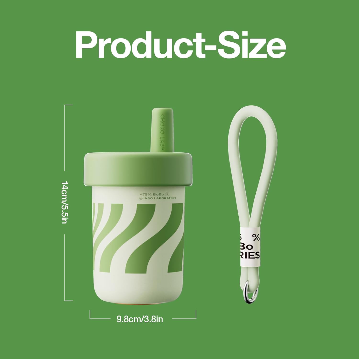 CHAKO LAB Kids Water Bottle with Carrying Rope and Straps | Ceramic liner 16oz for School and Trvels | Two Travel Carrying Options | Avocado Green - Image 7