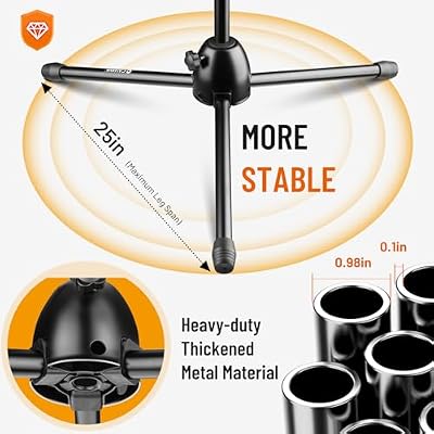 CAHAYA Tripod Microphone Stand: Boom Arm One-Button Release Floor Mic Stand Portable with Carrying Bag and 2 Mic Clips for Singing Performance Wedding Stage Meeting Live CY0362