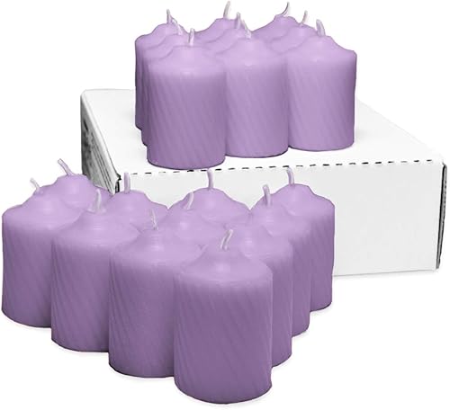 Miniatura 3 de Velas votivas perfumadas de lavanda, 15 horas de tiempo de combustión, acabado texturizado, caja de 20