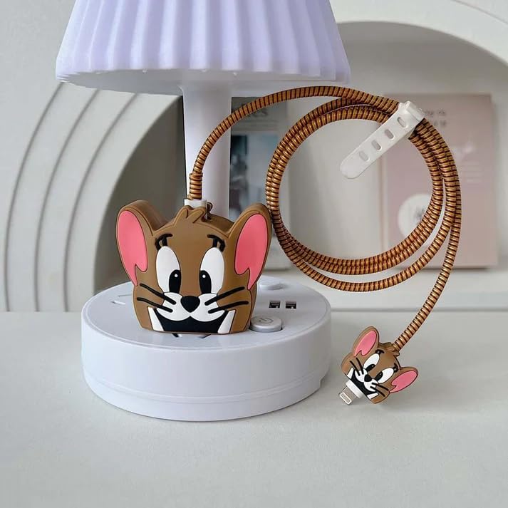 Image of skysia Charger Protector Case - 4-in-1 Silicone Cable Protector, Cute Design, Multi-Color Combo, for 18W-20W iPhone Adapters, 2-Pack (Tom & Jerry)