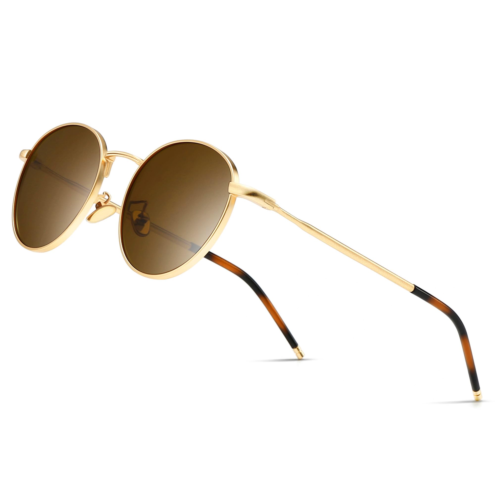 SUNGAIT Polarized Classic Small Vintage Round Sunglasses For Women Men Classic Metal Frame Retro