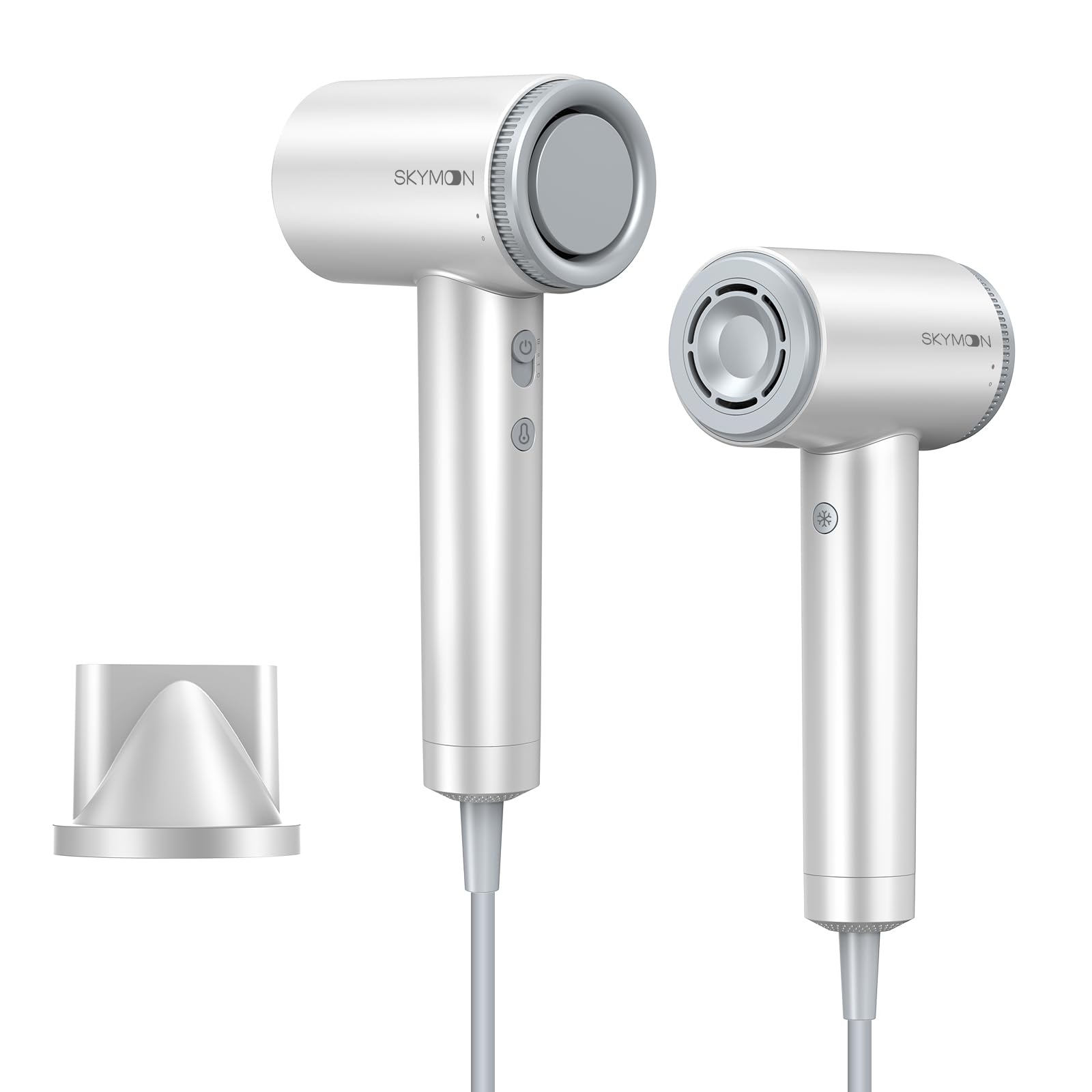 SKYMOON Ionic Hair Dryer, Lightweight Ionic Blow Dryer with 110,000 RPM High Speed Motor for Fast Drying, 1400W Thermal-Control 4 Temps & 3 Speeds Hairdryer for Home ?Travel, White