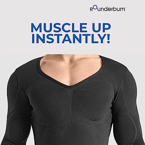 Rounderbum Men’s Muscle Tech Shirt with Removable Padding – Stealth Muscle Tee for Chest & Shoulder Boost, 1 Color3