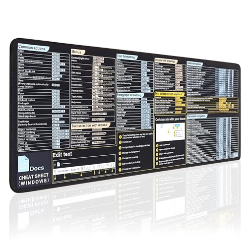 Tapis de souris Google Docs(Windows), grand tapis avec raccourcis Google Docs, surface étendue...