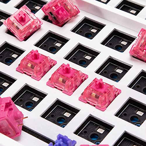 Image of Akko CS Switch for Mechanical Keyboard, Linear Switches, 3 Pin 43gf, North Facing SMD LED, Transparent Cover, MX Key Switches for Gaming Keyboard /DIY Kit (45 PCs, Rose Red)