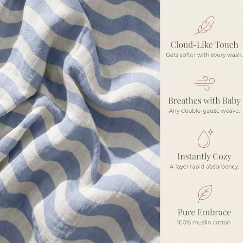 Image of guruixu Muslin Baby Lounger Cover 2 Pack, 100% Cotton Infant Lounger Cover, Soft & Breathable Replacement Slipcover, Compatible with Snuggle Me Newborn Lounger (Tradewinds,Tradewinds Wave)