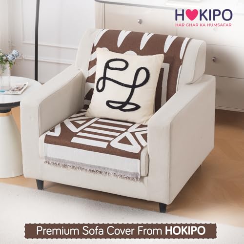 Image of HOKIPO Sofa Cover 1 Seater, 180x60 cm, Chocolate Brown