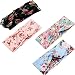 Ever Fairy 4 Pack Women's Elastic Flower Printed Turban Headwrap Knotted Soft Twisted Headband