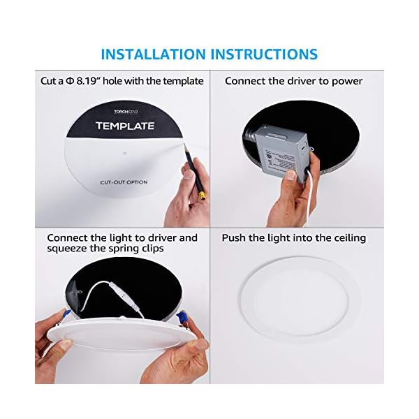 LED-Lichterketten Schlafzimmer, 18W 8'' Ultra Thin Deckeneinbauleuchte mit J-Box – Bild 8