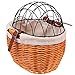 Tomaibaby Weiden Fahrradkorb mit Eisen Rahmen Deckel und Linier Tuch Rattan Farradtasche Weidenkorb Lenkerkorb Radkorb Vorne Korb Vorderradkörbe Aufbewahrungskorb für Hunde Katzen Kleine Haustiere