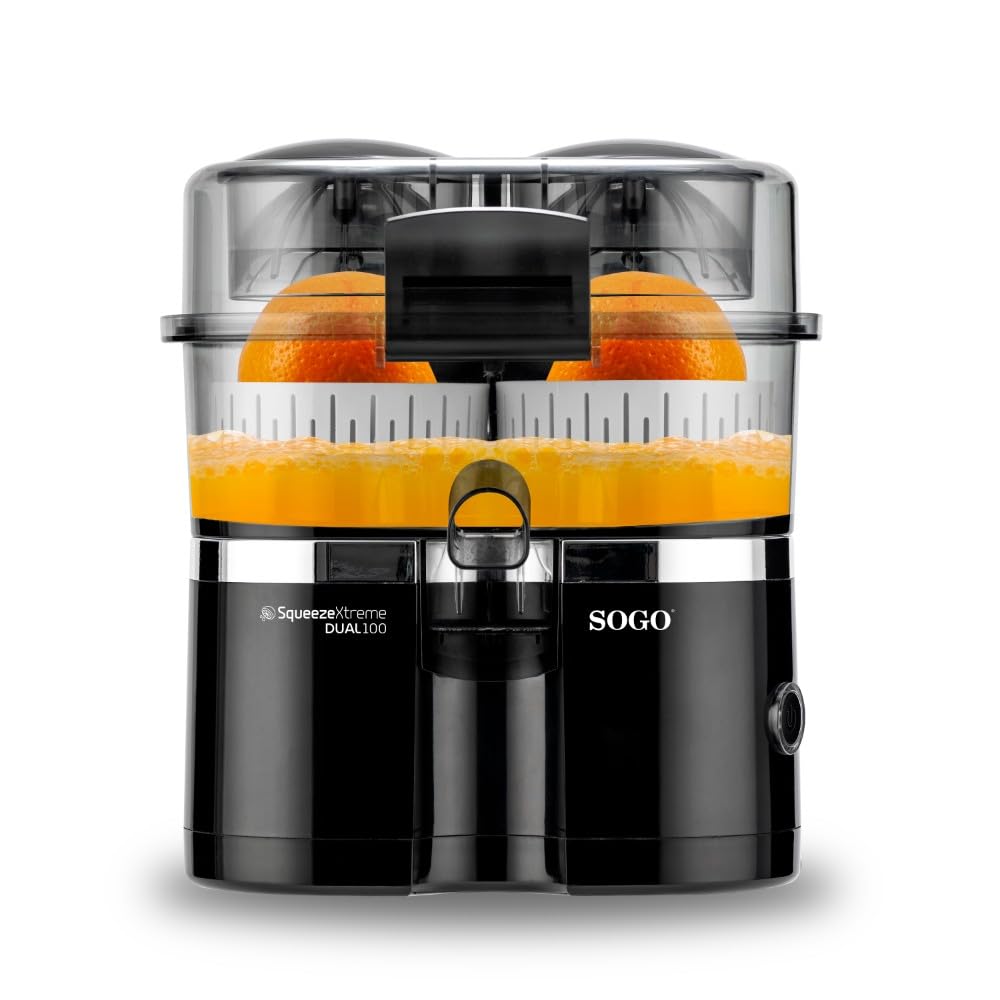 SOGO Exprimidor De Naranjas Eléctrico XL Con Elevación Automática - Exprimidor Eléctrico 100W Para Zumo Natural Sin Esfuerzo - Exprimidor Naranjas Automático Sin BPA - Juicer Con Tapón Antigoteo