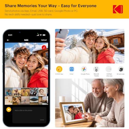 KODAK 10.1" WiFi Digital Picture Frame, Rechargeable Battery, Solid Wood - image 4
