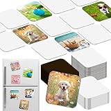 Ovveroche 60 PCS Sublimation Magnet Blanks Bulk 3x3 in, 30 Metal Aluminum Square Sublimation Blanks and 30 Soft Magnets for Kitchen Personalized Refrigerator Fridge Magnets Set for DIY Craft