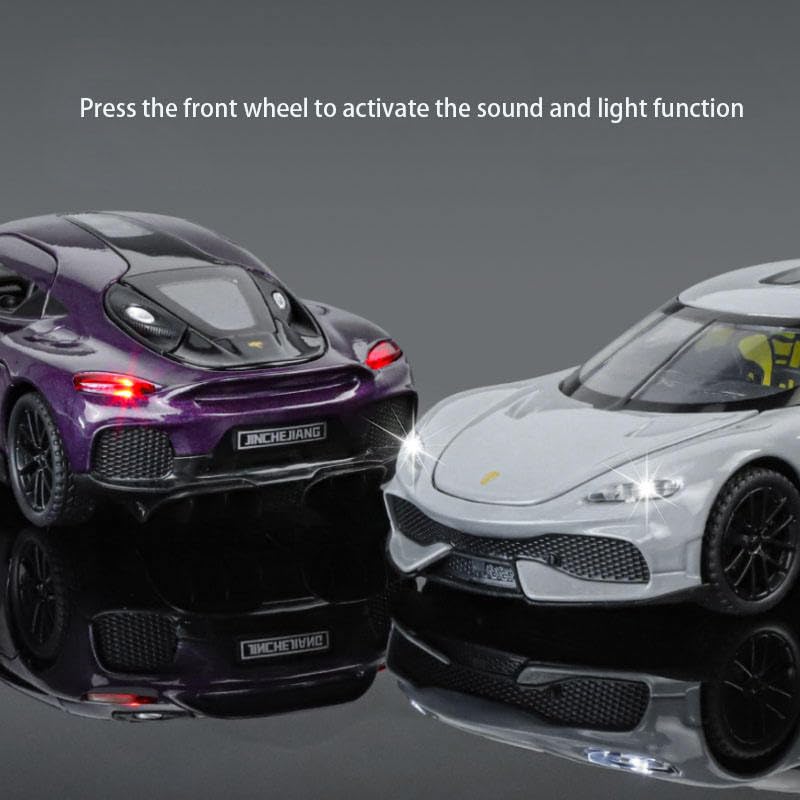 Image of FEXXA 1:32 Scale Koenigsegg Gemera Die-Cast Metal Car with Sport car Openable Doors Light and Sound,Pull Back Function Indoor Outdoor Toy for Kids (Green)