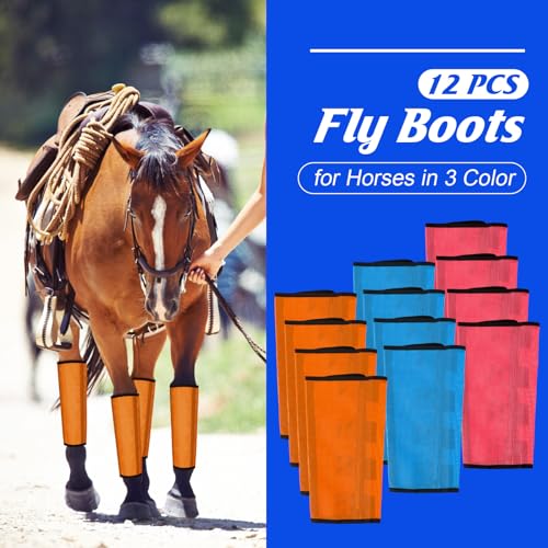 Image of Set of 12 Mesh Fly Boots for Horse Breathable Mesh Horse Boots Protective Horse Leg Loose Wraps Horse Leggings for Preventing Flies and Mosquitoes Bites
