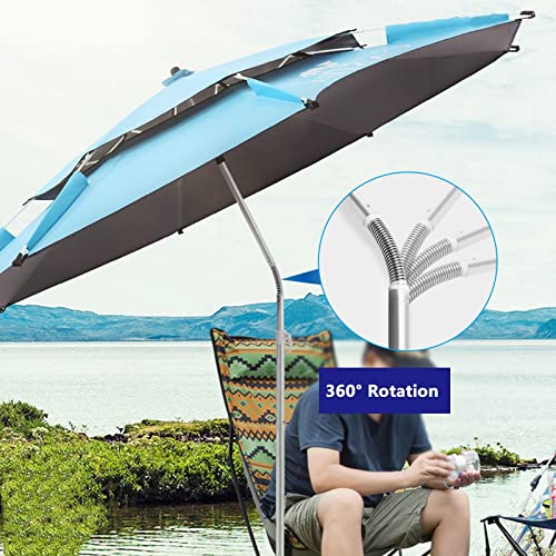 Sombrilla de pesca ajustable con rotación 360 y toldo impermeable para jardín 6