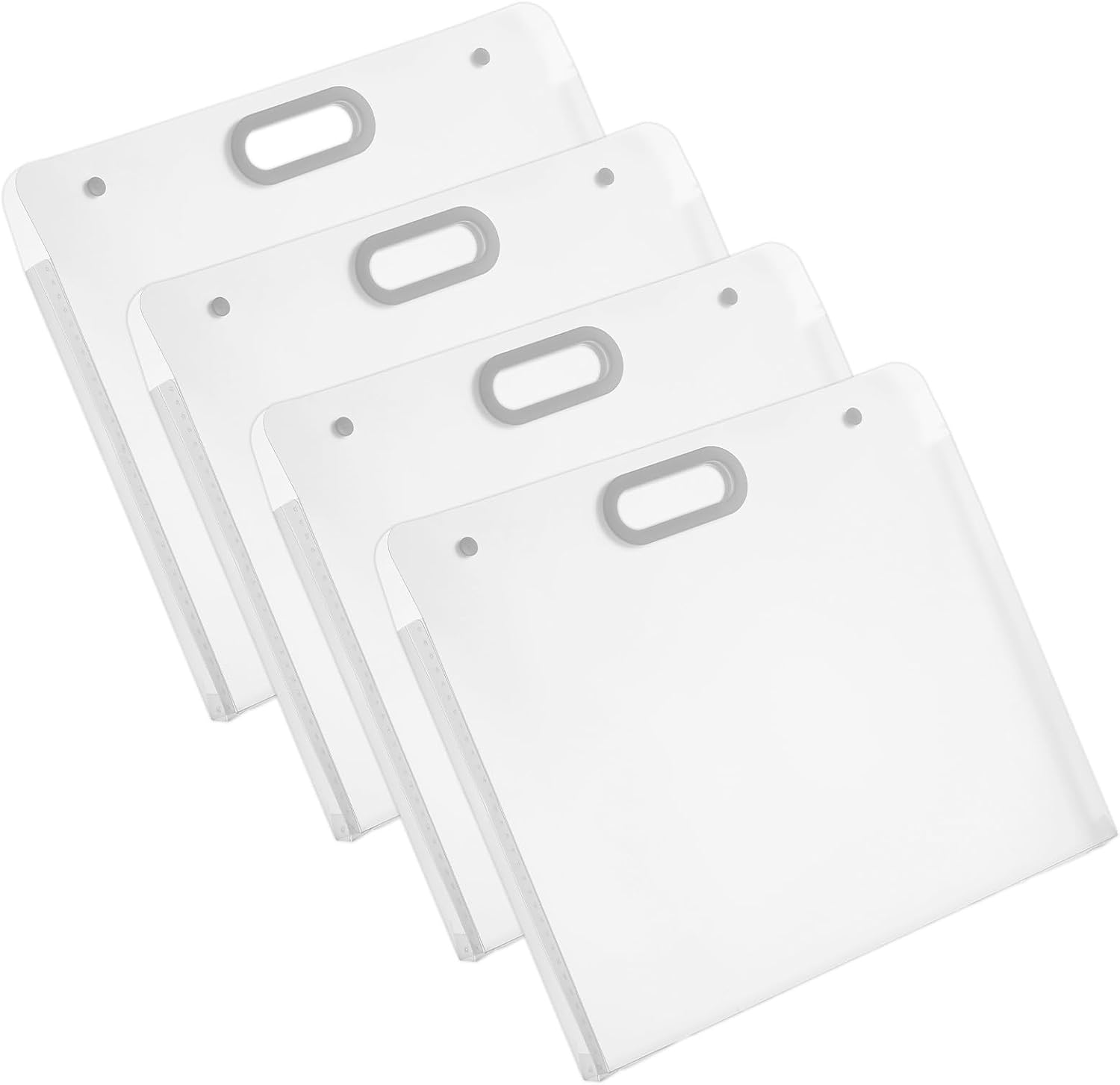 4 Pack Art Portfolio Folders, 17.3" x 13.9" Translucent White PP Plastic Storage with Handles, Waterproof Art Case for Drawings, Posters, Sketches & Photography
