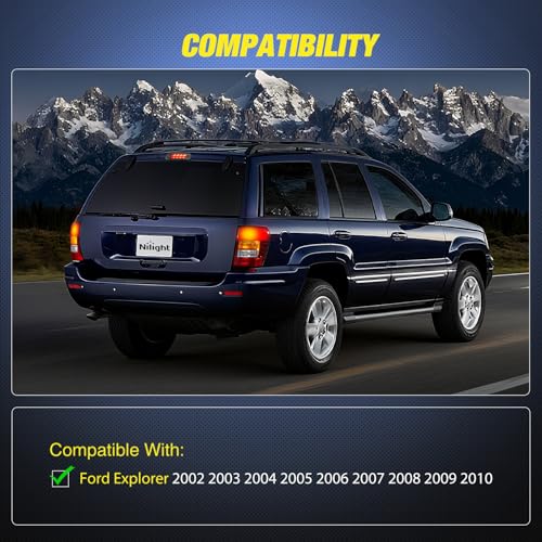 Image of Nilight Third Brake Light Tail High Mount 3rd Stop Lights Smoked Lens Compatible with Jeep Cherokee 1999 2000 2001 2002 2003 2004 Van SUV Rear Center Cab Lamp