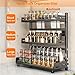 VORA Spice Rack for Countertop, 3 Tier Height-Adjustable Spice Organization for Cabinet, Kitchen Countertop Organizer, Metal Standing Large Seasoning Storage Shelf, Black
