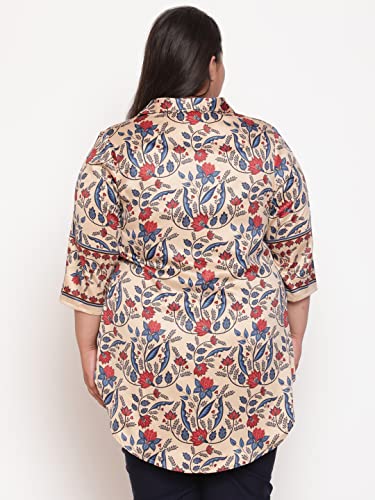 Image of AMYDUS Plus Size Women Printed Top | Centre Pleat for Tummy Flaws | Cloud Soft Fabric | Collared Neck | High-Low Hem | Complete Hip Coverage | Plus Size Tops for Women | L to 9XL