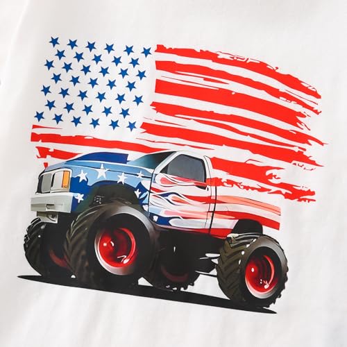 Image of Toddler Boy 4th of July Outfit Short Sleeve T-shirt + American Flag Shorts Independence Day Clothes