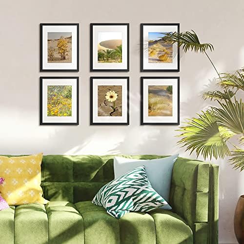 upsimples 11x14 Picture Frame Set of 5, Display Pictures 8x10 with Mat or 11x14 Without Mat, Wall Gallery Photo Frames, Black - 1