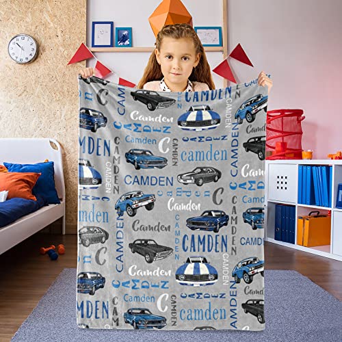 Image of Personalized Car Blanket with Name for Boys Custom Name Blanket for Teen