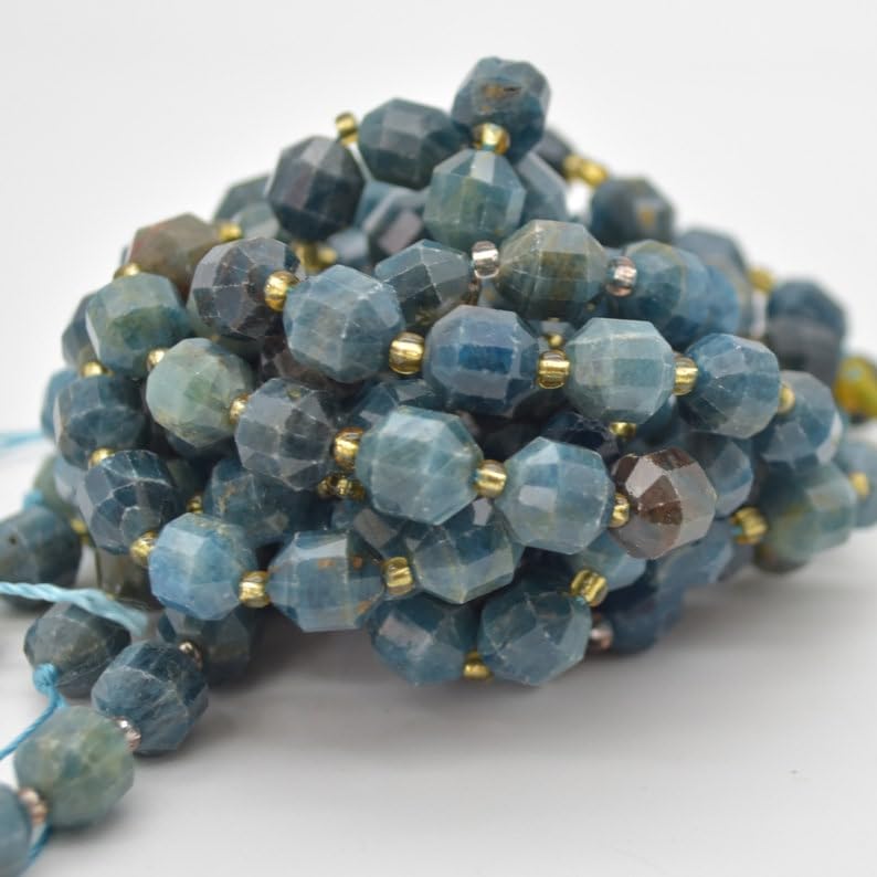 Apatite perles bleues facettées en forme de tambour 9x10mm pour enfilage DIY