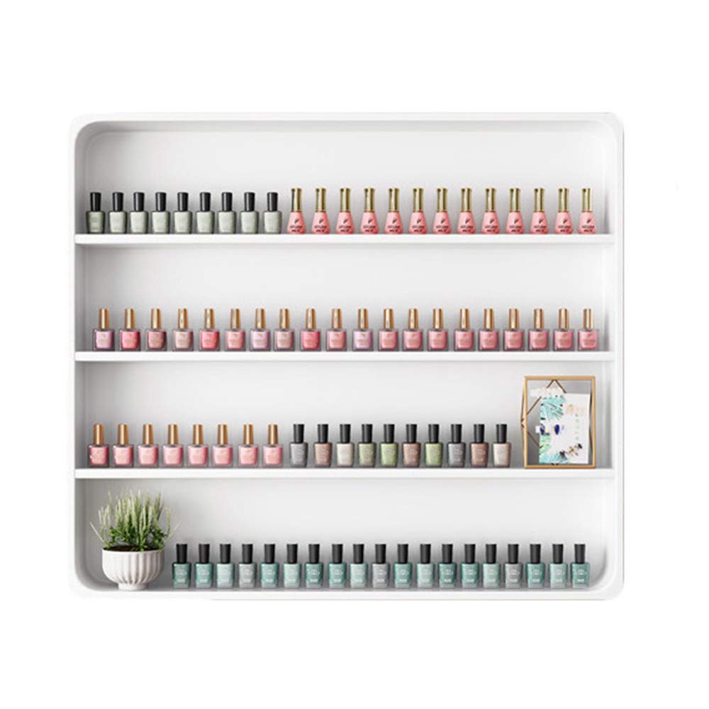 Vitrina de pared para colgar esmaltes creando un rincón de manicura ordenado en casa