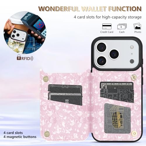 Étui portefeuille iPhone 17 Pro Max anti piratage RFID avec fermoir magnétique
