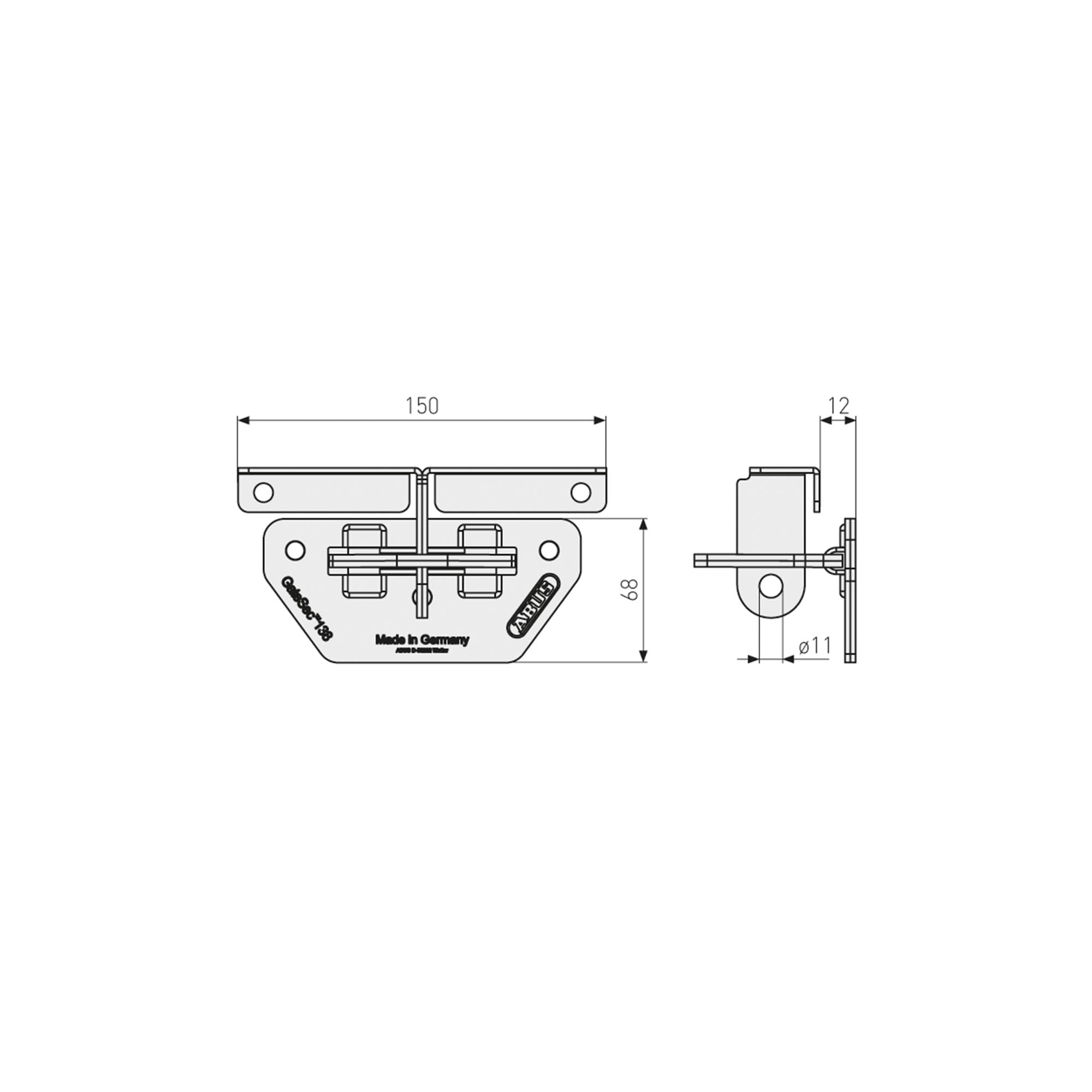 ABUS 80901 138/150 GateSec Hasp Überfalle | Boden- oder Wandmontage, massiver Edelstahlkörper, 2,2 t Zugwiderstand, für Vorhängeschloss, Made in Germany