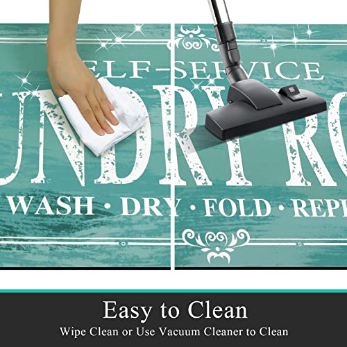 Shacos Laundry Room Rug Runner Farmhouse 20"X59" Laundry Room Rugs And Mats Non Skid Washable Rubber Laundry Mat Runner Rug For Laundry Room Decor Kitchen Hallway Entryway Bathroom (20"X59", Blue) #TOP4