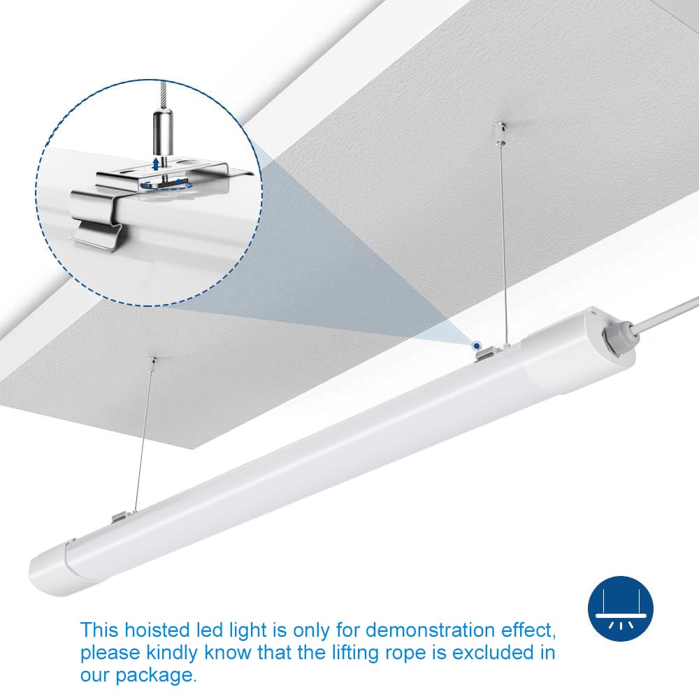 4 luci LED per ambienti umidi, 150 cm, tubo LED 45 W, 5000 lm, IP65, impermeabile, per ambienti umidi, per cantina, officina, garage, cucina, bagno, ufficio, bianco neutro, 4000 K