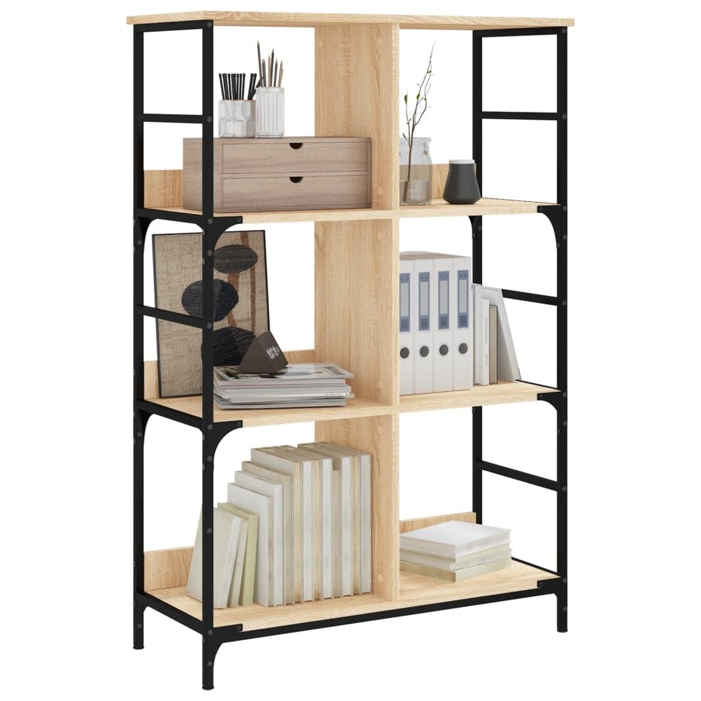 Scaffale da soggiorno per libri e decorazioni, in rovere Sonoma, 78,5 x 33 x 117,5 cm, materiale in legno per libri, soggiorno, studio, ufficio
