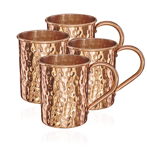 NKlaus 4 x 145 g copper cups pure copper (100%) copper cup cylinder Moscow Mule 500 ml 11264, Pack of 4