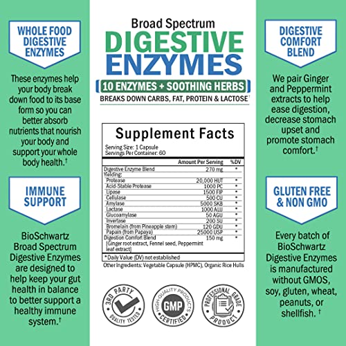 Digestive Enzymes Supplement for Gut Health - Better Lactose Absorption with Amylase & Bromelain - Bloating Energy & Immune Support Aid in Breaking