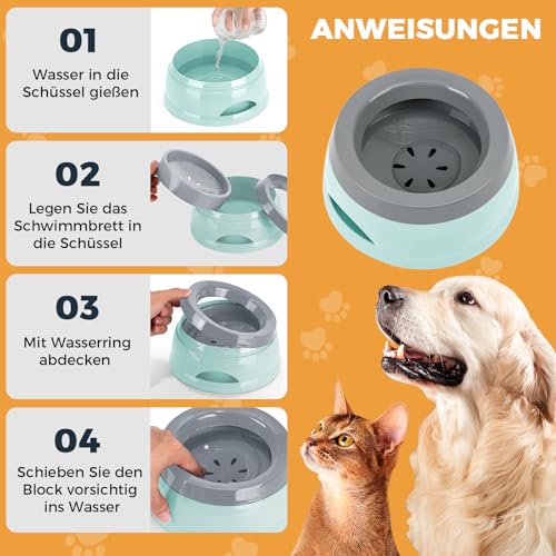 Wassernapf für Hunde Unterwegs 750ml, Qianyou Auslaufsicher Spritzschutz Fressnapf Hundenäpfe Katzenapf Haustier rutschfest Auto Reise Trinknapf Plastik Abnehmbar Tragbar Wasserschüssel Grün