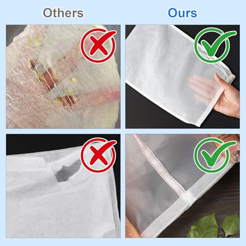 10 Stück Nussmilchbeutel Nylon Wiederverwendbar, 20 x 30cm Abseihtuch,Filtertuch,Filterbeutel Siebbeutel,Feinmaschiges Nylon Passiertuch,Nussmilchbeutel Zum Sieben Hochwertiges,fur Fruchtsaft,Kaffee