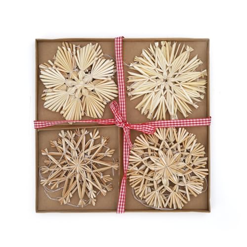 SALCAR 12-teiliges WeihnachtsbaumSchmuck aus Stroh, Strohsterne Set,...