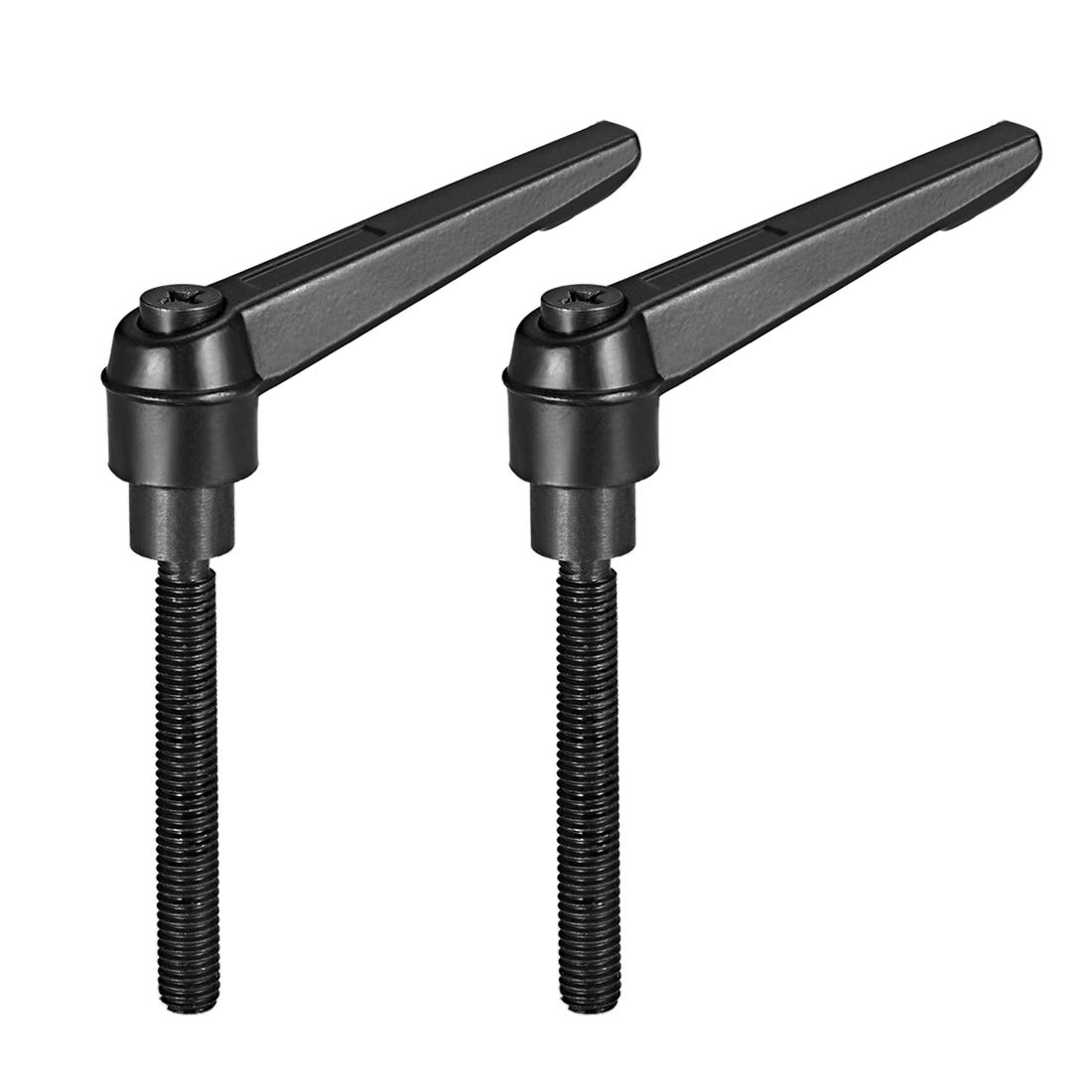 uxcell M8 x 65mm Handle Adjustable Clamping Lever Thread Push Button Ratchet Male Threaded Stud Knobs Locking Rotating Screw Handles Quick Release Bolt Black 2pcs
