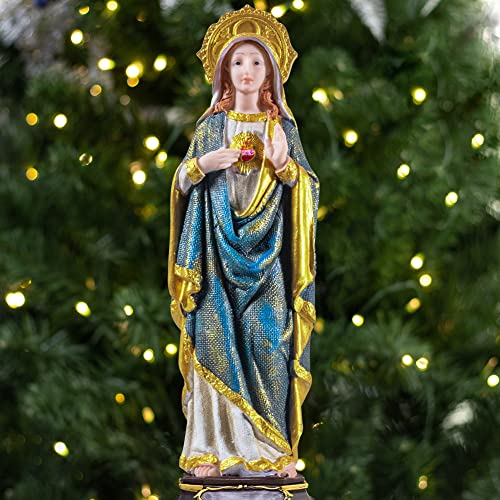 Figura Inmaculado Corazón de María 12 pulgadas Resina miniatura 3
