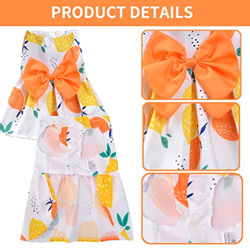 Dafuen Dog Bowknot Dress 2 Pack Hawaiian Daisy Puppy Dresses For Small Medium Dogs Girl Dog Clothes Outfit Apparel Cute Summer Cat Clothing For Chihuahua Yorkie (X-Small, Orange+Blue) #TOP2