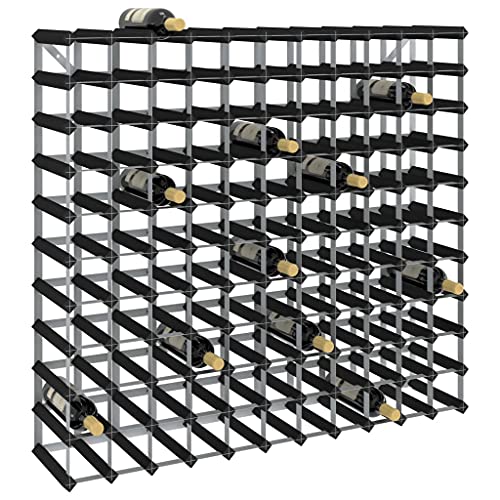 CHARMMA Wine Rack for 120 Bottles Black Solid Pine Wood,Wine Racks-325917