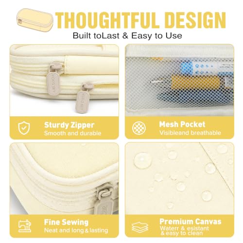 Image of PUPTILY Pencil Case, Large Capacity Aesthetic Pencil Cases with Durable Zipper, Big Stationery Pencil Pouch for Women & Men, Adults Portable Storage Organizer Bag for College, Office, Travel (Beige)