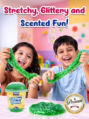 Image of HOTKEI Green Glitter Slime for Kids 3+ Years Super Stretchy Soft and Smooth Shiny Non-Toxic Sparkle Fun Slime Toy Birthday and Return Gift for Boys and Girls