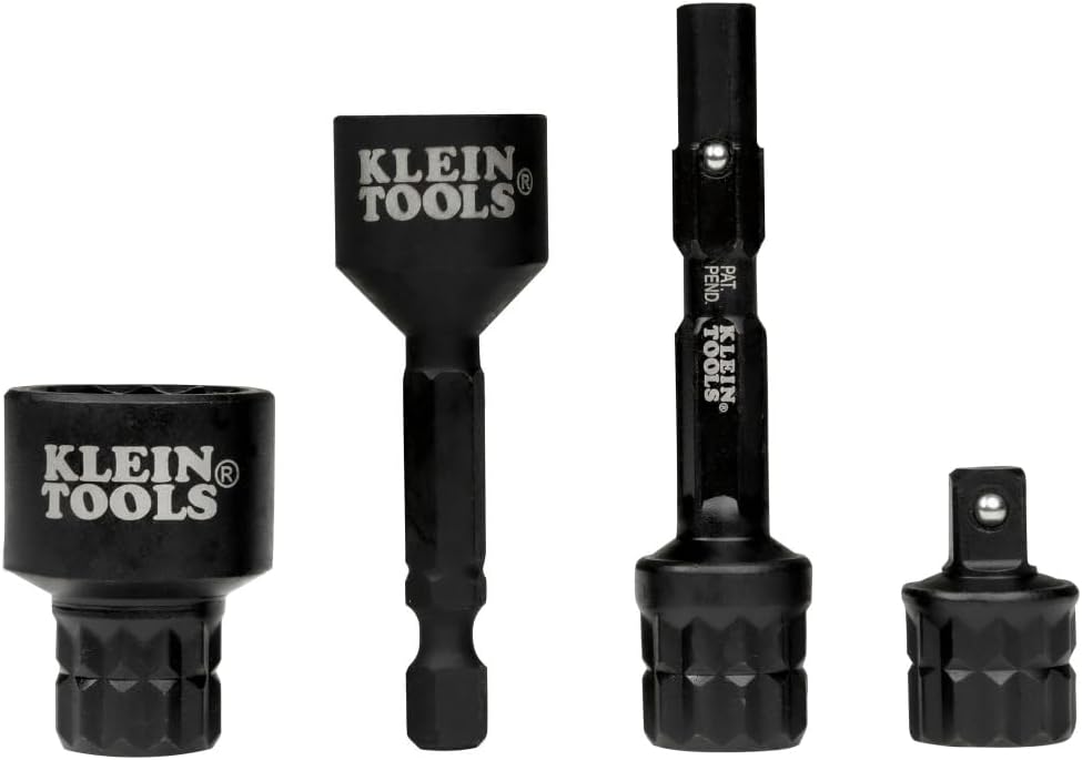 Klein Tools 65KADPS KNECT (S) Impact Socket Adapter Set, 4 Adapters for Ratchets, Impact Drivers and Flip Sockets, Fits 1/4-Inch Drive Tools, Compatible with KNECT (M) System