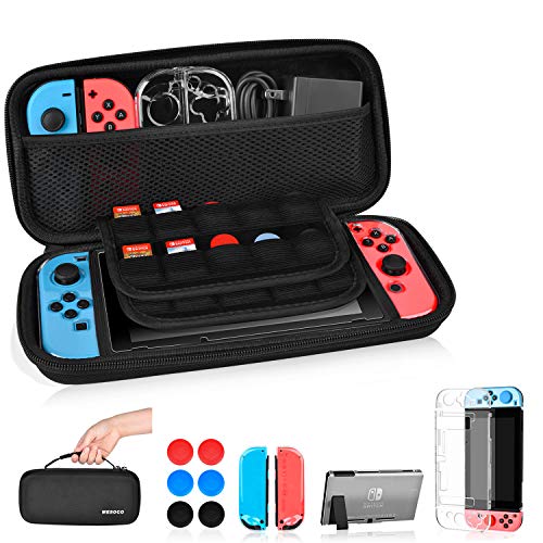 Switch Carrying Case with Game Card Slot Holder,Switch Clear Cover Case,Thumb Caps,Anti-Impact and Dust-Proof Switch Carrying Case