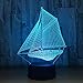 Produktbild Wfmhra 3D Creative Sailing Nachtlicht Bunte Lampe Schlafzimmer Nachttischleuchten 7 Farbwechsel 3D Lampe Home Decor